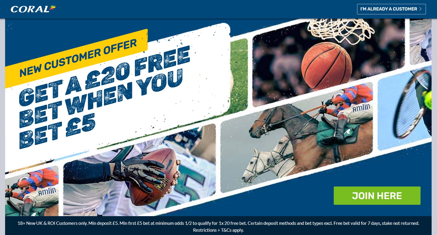Coral welcome offer bet 5 get 20